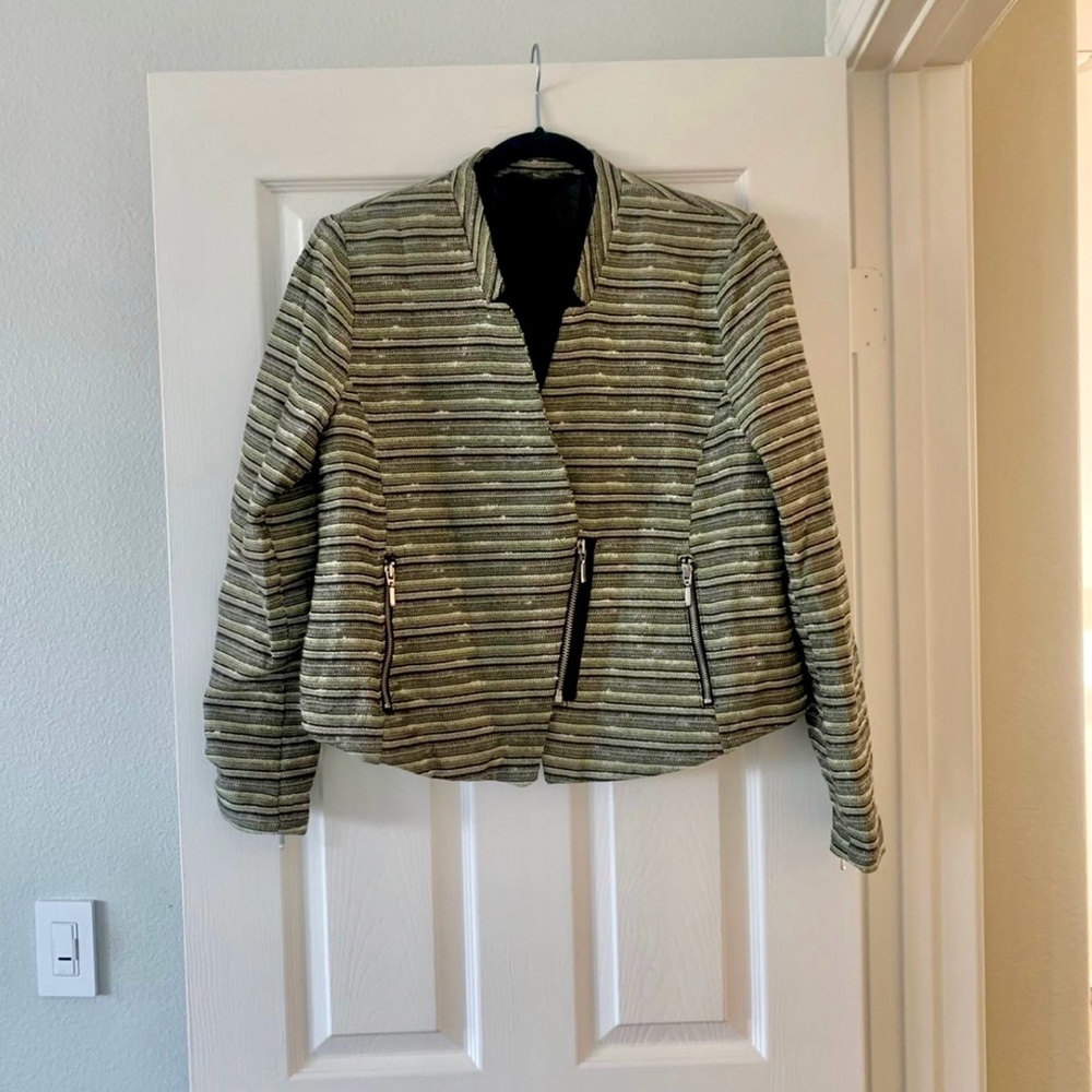 Mossimo Metallic tweed crop moto jacket blazer size 18 XL
